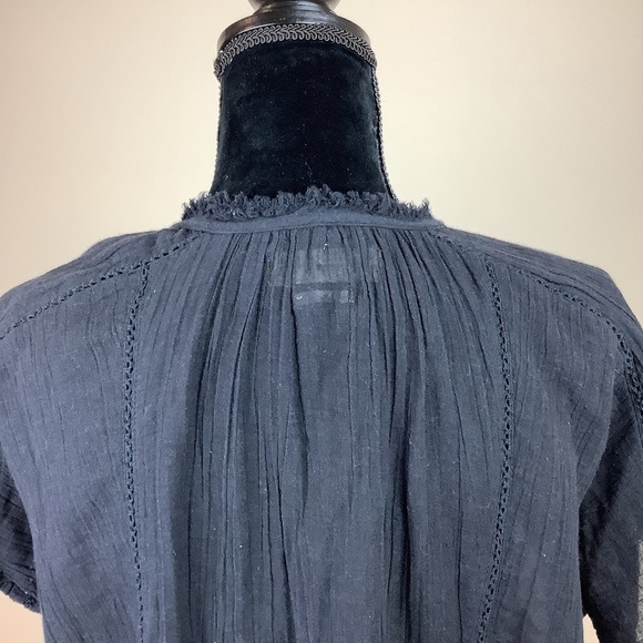 ARITZIA GOLDEN TNA COTTON BOHO BLACK BLOUSE - Picture 6 of 8